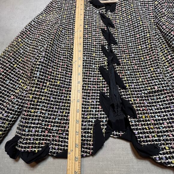 Supply Demand Blazer Jacket L Y2K Multicolor Tweed Ribbon Retro Artsy Statement - Picture 5 of 6